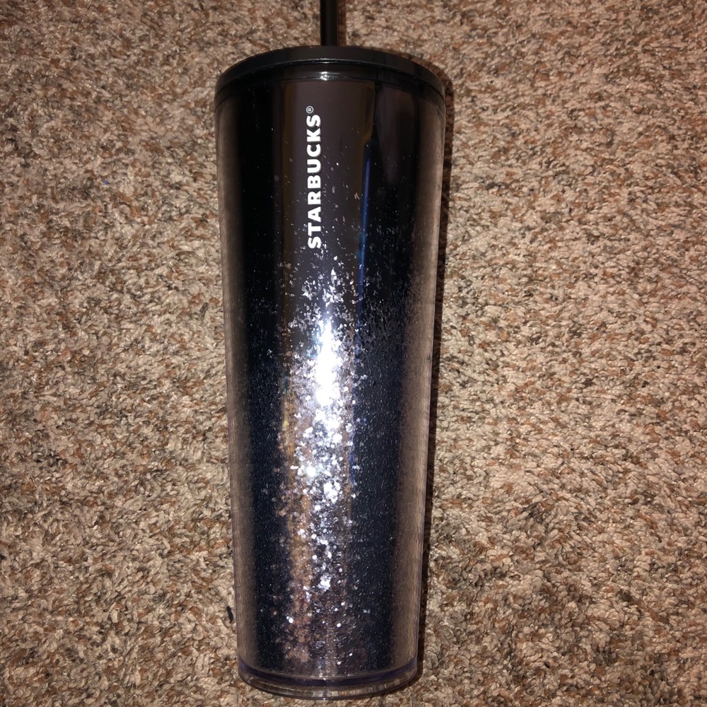 Black & Silver Speckled Glitter Starbucks Cup